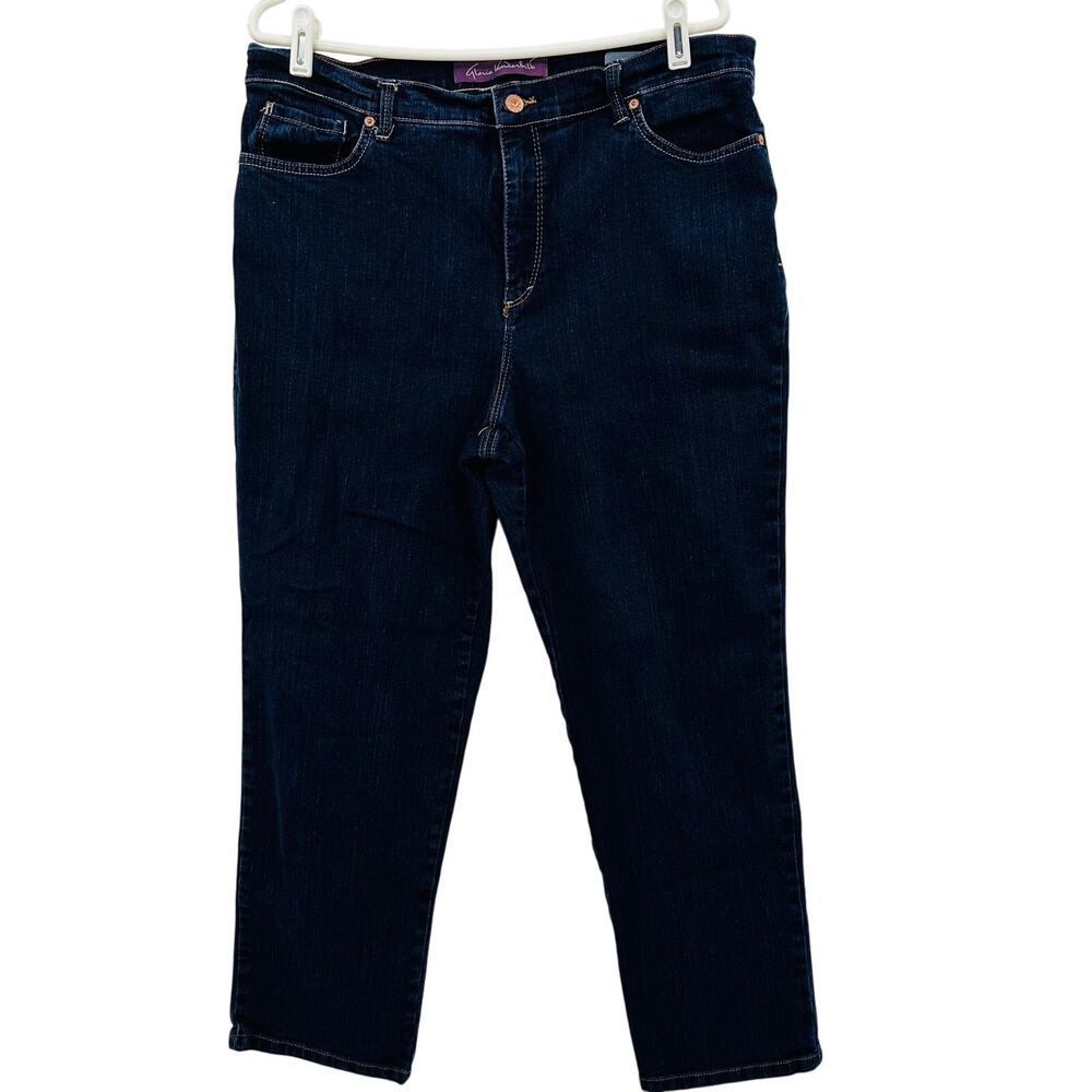 Gloria Vanderbilt Amanda Jeans Pants Womens 16 Short Petite Blue Dark Stretch